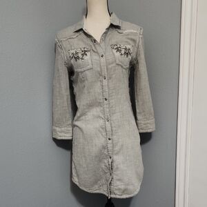 Miss Me Gray Long Sleeve Dress